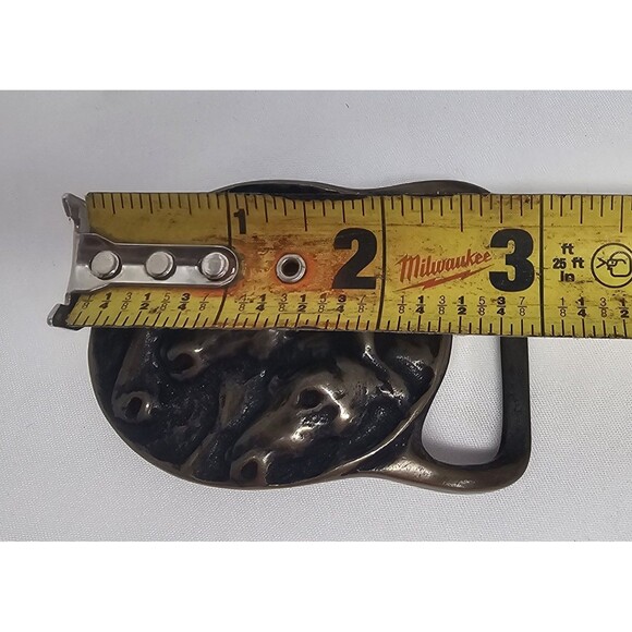 Pharaoh's Horses Vintage 1974 Solid Brass Belt Buckle by Tech Ether Guild 3"x2" - Picture 5 of 6